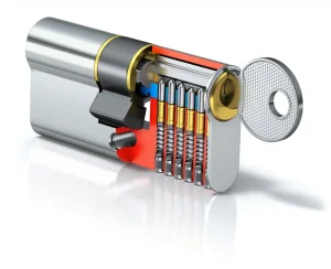 نمای داخلی اجزای قفل پین‌دار